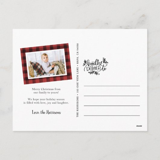 Joyful Wishes Holiday Photo Collage Briefkaart (Achterkant)