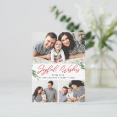 Joyful Wishes Holly Berry Kerstmis FOTO Groet Briefkaart (Staand voorkant)