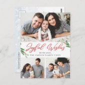 Joyful Wishes Holly Berry Kerstmis FOTO Groet Briefkaart (Voorkant / Achterkant)