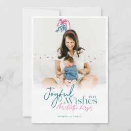 Joyful Wishes & Mistletoe Kisses Foto Feestdagenkaart