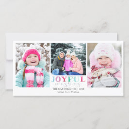 JOYFUL WISHES Playful Pastel 3 foto's Feestdagenkaart