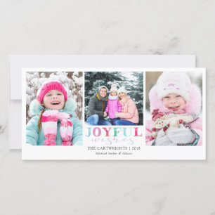 JOYFUL WISHES Playful Pastel 3 foto's Feestdagenkaart