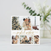 Joyful Wishes Script 4 Fotocollage Kerstmis Feestdagenkaart (Staand voorkant)