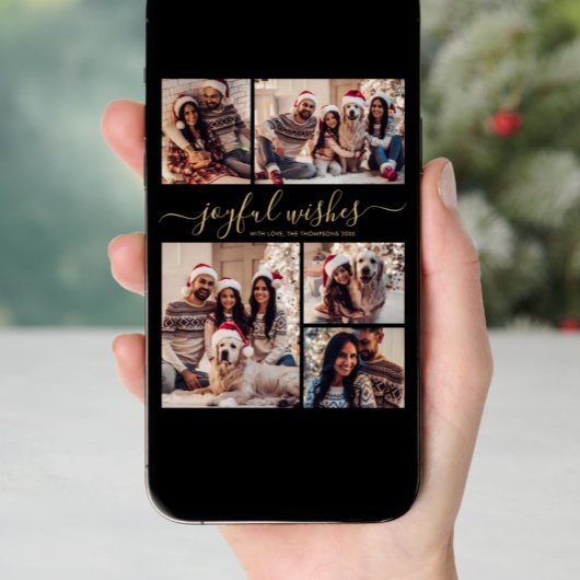 Joyful Wishes Script 5 Fotocollage Kerstmis Feestdagenkaart