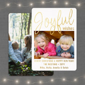 Joyful Wishes Script Modern Minimalist 2 Photo Folie Feestdagenkaart