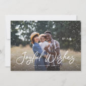 Joyful Wishes Script Sneeuwfoto Kerstmis Feestdagenkaart (Voorkant)