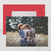Joyful Wishes Script Sneeuwfoto Kerstmis Feestdagenkaart (Voorkant / Achterkant)