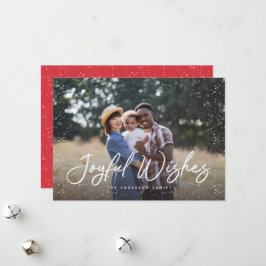 Joyful Wishes Script Sneeuwfoto Kerstmis Feestdagenkaart