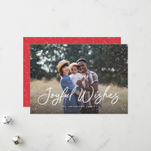 Joyful Wishes Script Sneeuwfoto Kerstmis Feestdagenkaart