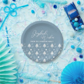 Joyful Wishes Slate Blue Trees Kerstparty Papieren Bordje (Feest)
