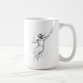 Joyful Woman in Motion Abstracte Sketch Koffiemok