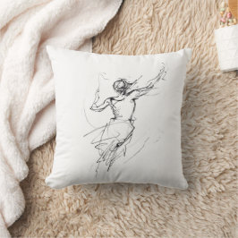 Joyful Woman in Motion Abstracte Sketch Kussen