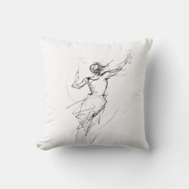 Joyful Woman in Motion Abstracte Sketch Kussen