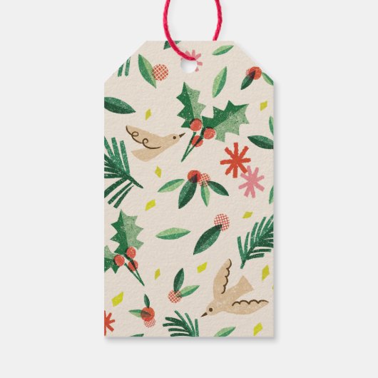 Joyful Woodland Bird Christmas Holiday Gift Label Cadeaulabel (Achterkant)