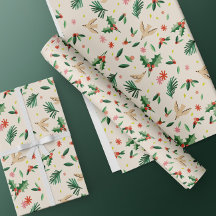 Joyful Woodland Bird Christmas Wrapping Paper