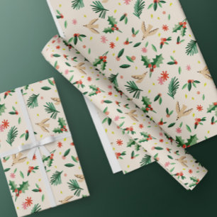 Joyful Woodland Bird Christmas Wrapping Paper Cadeaupapier