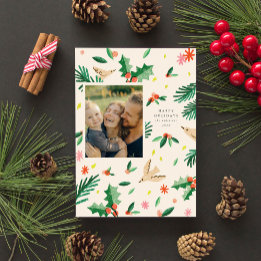 Joyful Woodland Botanicals Christmas Holiday Kaart