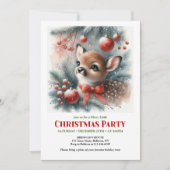 Joyful woodland deer Christmas kids invite printab Kaart (Voorkant)