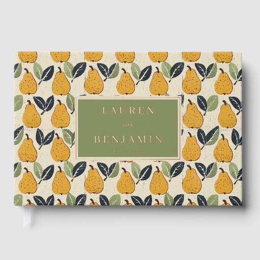 Joyful Yellow Botanical Pear Motive Gastenboek (Voorkant)