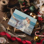 Joyful Zeeen Beach Nautical Kerstmis Feestdagenkaart<br><div class="desc">Joyful zeeen warmen Kerstmis met nautisch anker en heilig. Het malplaatje van de foto vergunning gegeven via Pixabay onder CC0 en moet met uw eigen foto worden vervangen</div>