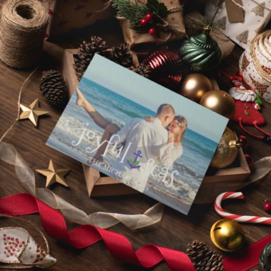 Joyful Zeeen Beach Nautical Kerstmis Feestdagenkaart