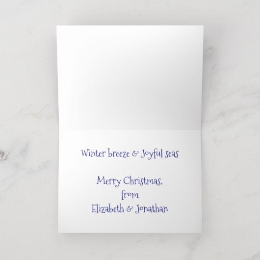 Joyful Zeeen Beach Nautical Kerstmis Folie Feestdagenkaart (Binnenlaag)