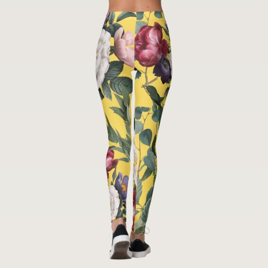 Joyful  zomerbloemen boho geel leggings (Achterkant)