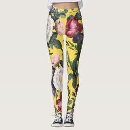 Joyful  zomerbloemen boho geel leggings