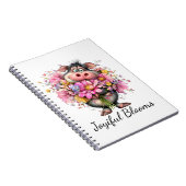 Joyiful Blooms: Cute Pig & Floral Spiral Notebook Notitieboek (Rechterzijde)