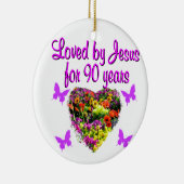 JOYOUS 90 JAAR OUD KERAMISCH ORNAMENT (Rechts)