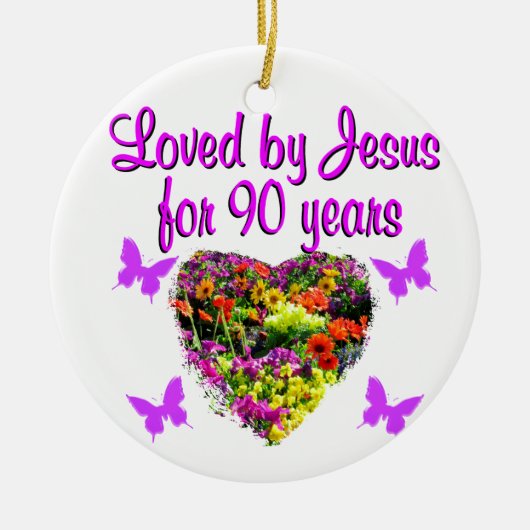 JOYOUS 90 JAAR OUD KERAMISCH ORNAMENT (Voorkant)