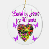 JOYOUS 90 JAAR OUD KERAMISCH ORNAMENT (Links)