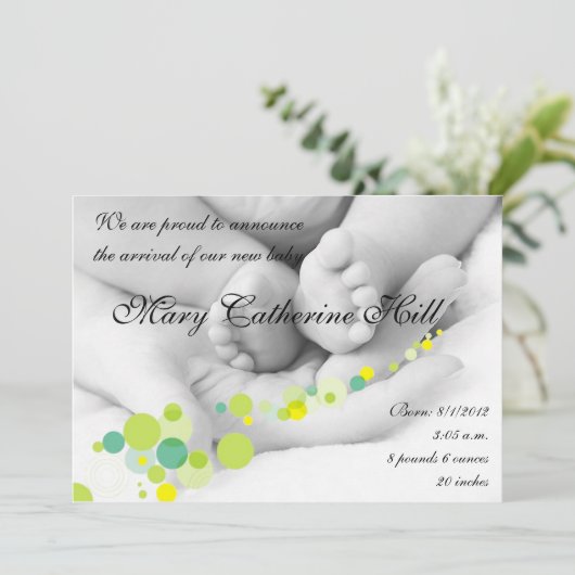 Joyous Arrival - baby mededeling kaart (Staand voorkant)