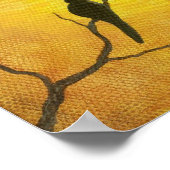 Joyous Bird Art over Branch Golden Sunshine Brown Poster (Hoek)