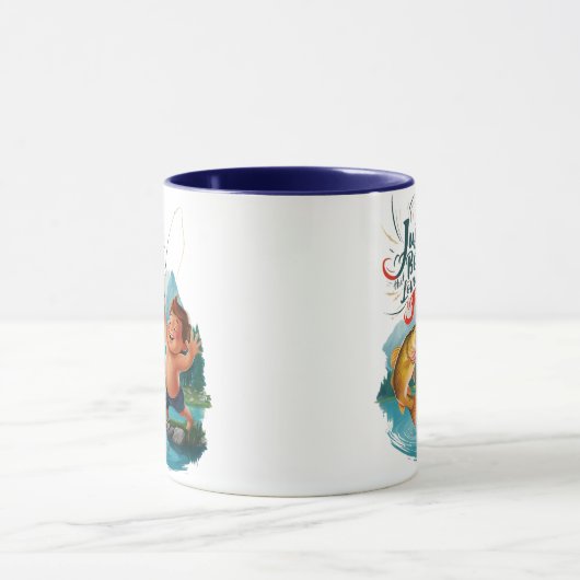 Joyous Boy Reeling in een grote vangst op Tranquil Mok (Midden)