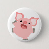 Joyous Cartoon Pig Button Badge (Voorkant)