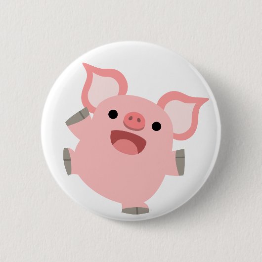 Joyous Cartoon Pig Button Badge (Voorkant)