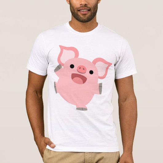 Joyous Cartoon Pig T-Shirt (Voorkant)