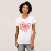 Joyous Cartoon Pig Women T-Shirt (Voorkant volledig)