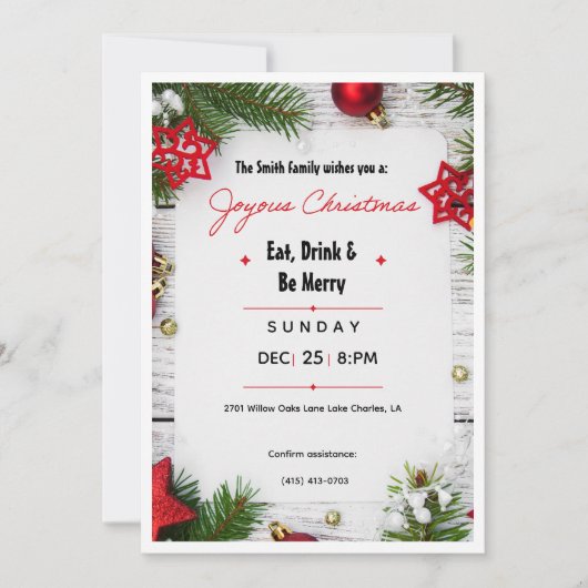 Joyous Christmas Minimalist Kaart (Voorkant)