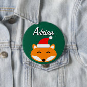 Joyous Christmas party buttons with cute Santa fox (In situ)