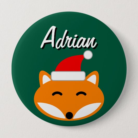 Joyous Christmas party buttons with cute Santa fox (Voorkant)