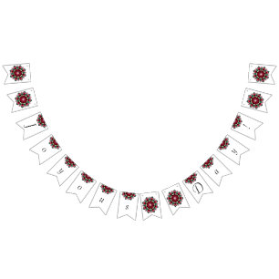 Joyous Day! Mandala in diepe roze Bunting Vlaggetjes
