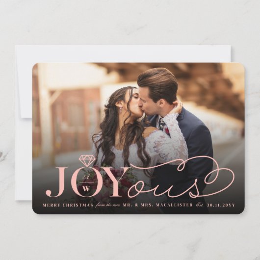 Joyous Diamond Ring Monogram Classic Wedding Feestdagenkaart (Voorkant)