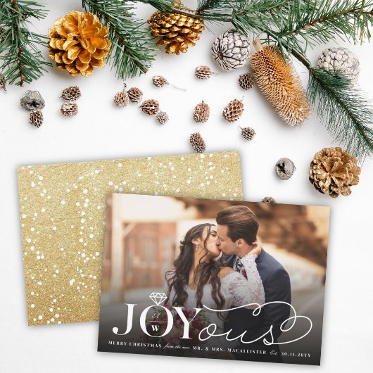 Joyous Diamond Ring Monogram Classic Wedding Feestdagenkaart