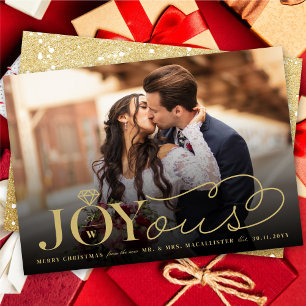 Joyous Diamond Ring Monogram Classic Wedding Feestdagenkaart