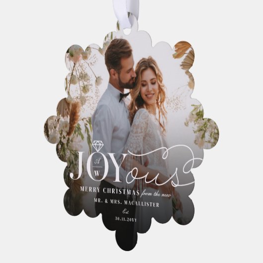 Joyous Diamond Ring Monogram Classic Wedding Ornament Kaart (Links)