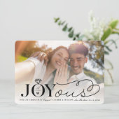 Joyous Diamond Ring Monogram Foto Opslaan De Datum Feestdagenkaart (Staand voorkant)