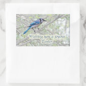 Joyous Easter Blue Jay Songbird Rechthoekige Sticker (Tas)