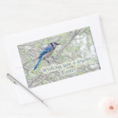 Joyous Easter Blue Jay Songbird Rechthoekige Sticker (Envelop)